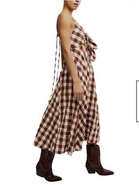 Free People Via Midi Gingham Dress Size Small